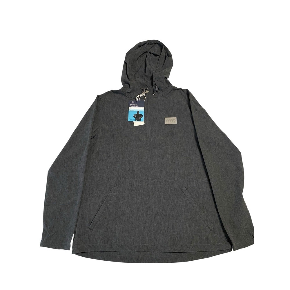 NWT Audi Vantage Women's Anorak Pullover Jacket Medium Gray Heather Stretch Hood